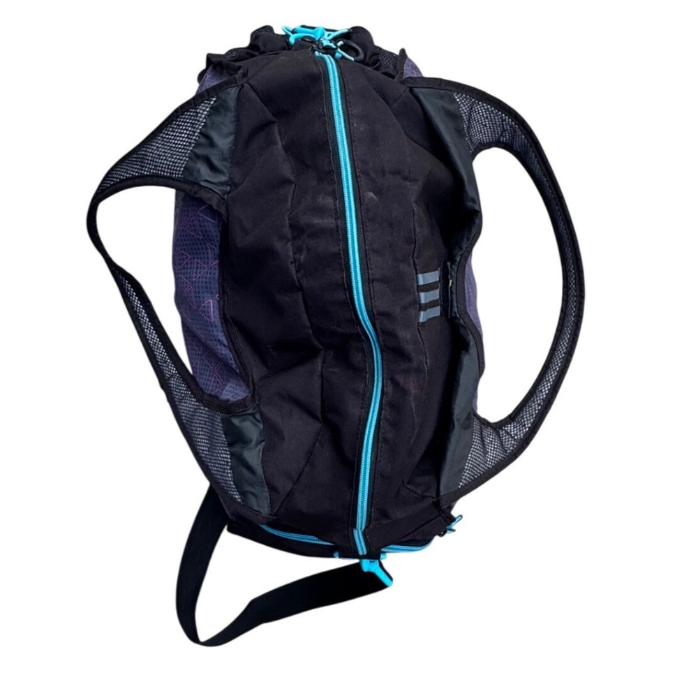 Adidas Climaproof Gym Bag Black Purple Teal Geometric Duffel Yoga Tote Strap - Picture 6 of 7